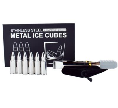 Stainless Steel Bullet Ice Cubes Chilling Stones Rock Reusable Whiskey Drinks
