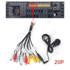 For Android Car Stereo Radio RCA In/Output AUX Cable Wire with Microphone 20P