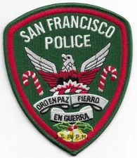San Francisco Police - Christmas, CA (4.25" x 5") shoulder police patch (fire)