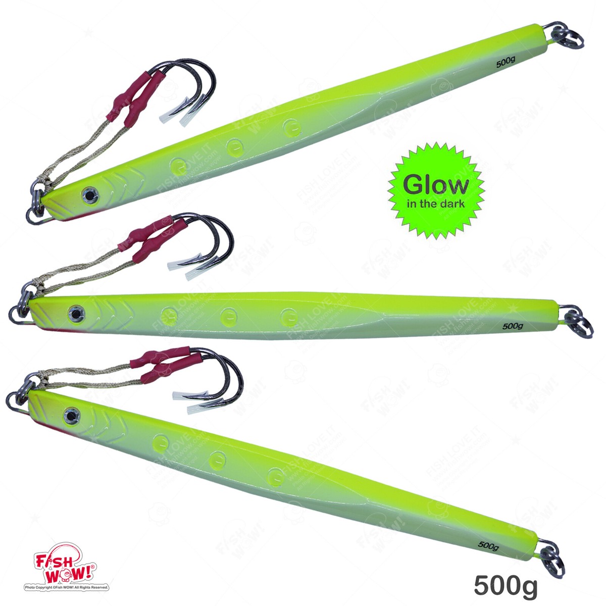 Qtà 2 Super Glow 500g Pesce WOW! Esca coltello velocità verticale pesca