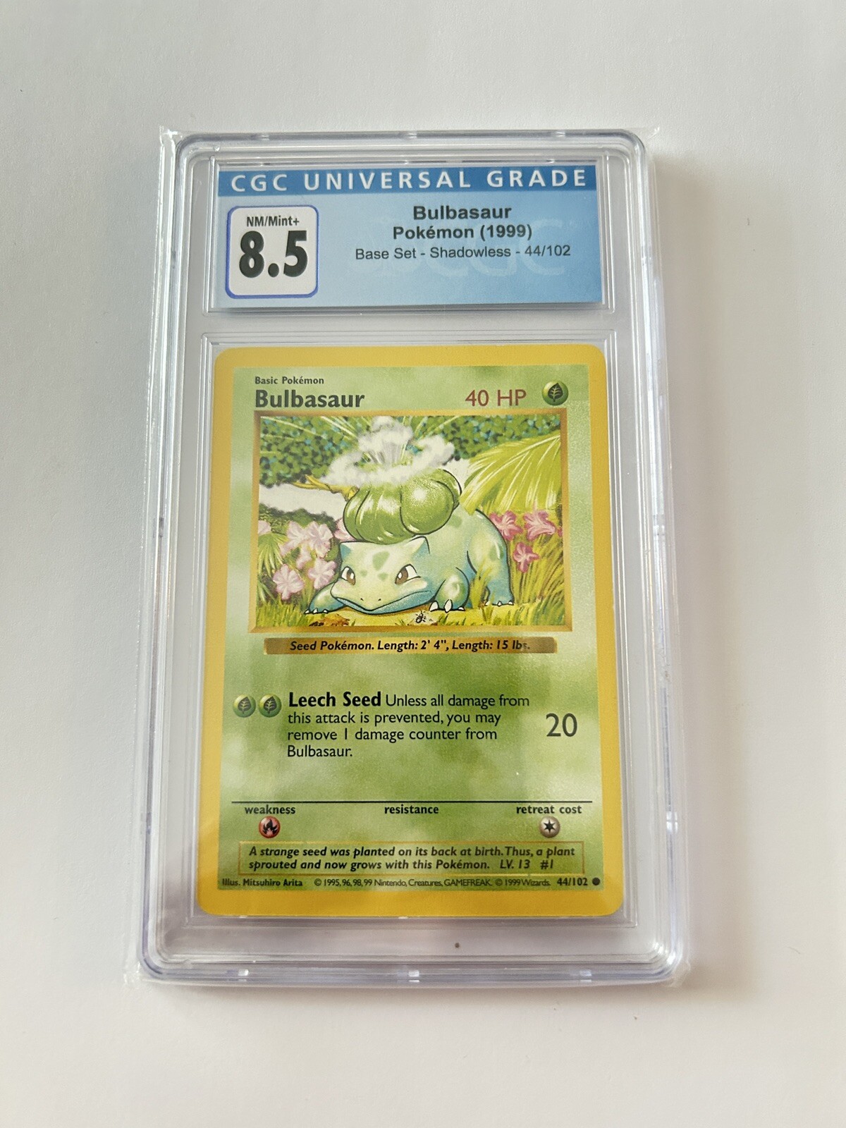 1999 Pokemon Tcg Shadowless Base Set Bulbasaur 44/102 CGC 8.5 NM/Mint