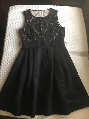 Eliza J Black Dress Lace Bodice A-line Skirt Sz Sleeveless Cocktail  Formal