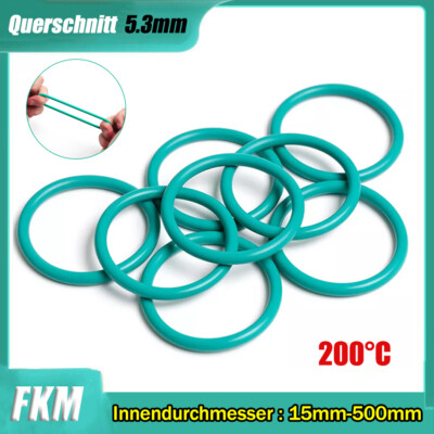5.3mm Querschnitt Fluorkautschuk Öldichtungen O-Ring-Dichtungen ID 15-500mm Grün