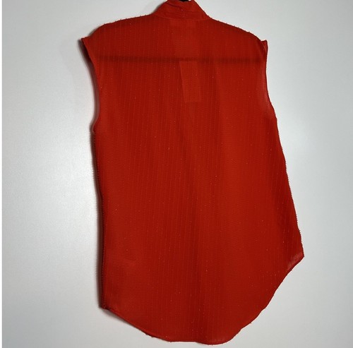 Michael Kors Sleeveless Optic Orange Metallic Stitching Detail Women’s Top Sz M - Picture 13 of 15