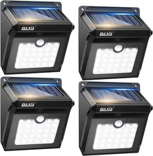 Baxia Solar Motion Sensor Lights 4 Pack 28 Led Waterproof Outdoor Security Li...