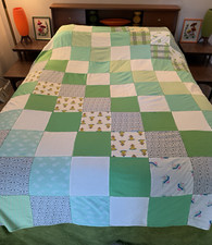 Vintage 70's Patchwork Quilt Topper Coverlet Bedspread