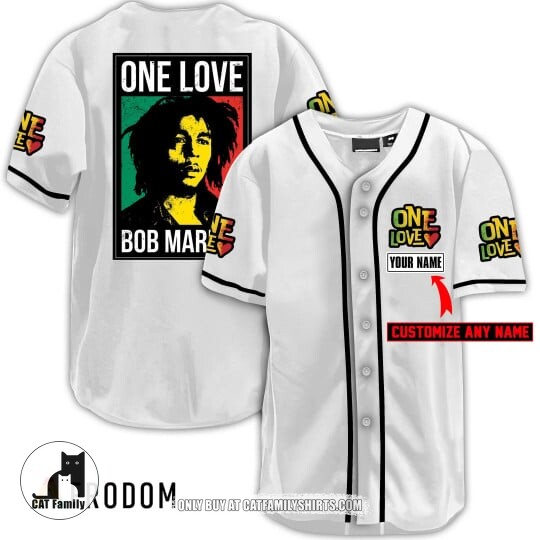 Personalized One Love Bob Marley Baseball Jersey, Bob Marley Shirt