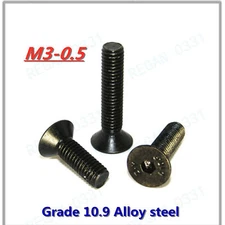 M3-0.5 10.9 Black Alloy Steel Allen Hex Socket Countersunk Flat Head Screws Bolt