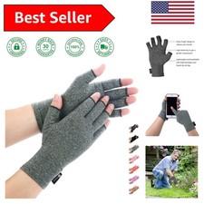 Compression Arthritis Gloves for Carpal Tunnel Relief - Fingerless Design, Grey