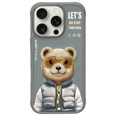 Nimmy Cool&Cute 2.0 Bärenhülle für iPhone 16 Pro, Grau