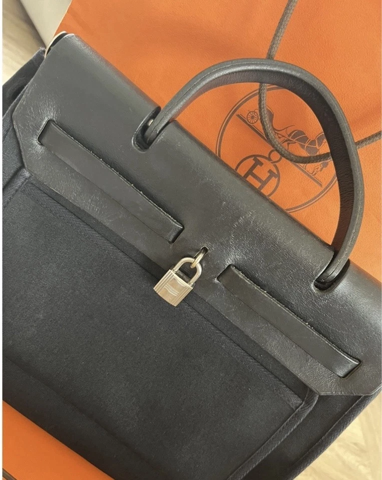 Hermès Herbag Vintage Black Canvas & Leather Top Handle Bag - Image 3 of 4