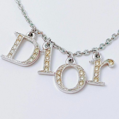 Collana girocollo Christian Dior logo strass argento donna accessori moda - Foto 3 di 24