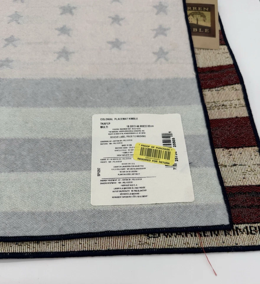 Warren Kimble Colonial Placemats Set of 3 American Flag Americana 18.5 X 13 - Image 2 of 4