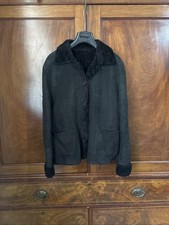 Nicole Farhi Black Shearling Coat – Luxe Minimal Warm Winter Style Size 14