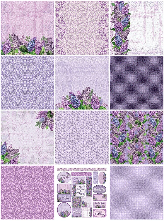 Cartulina lila 12x12 estampada 12 hojas - 36 recortes álbumes de recortes Foto 2 de 2