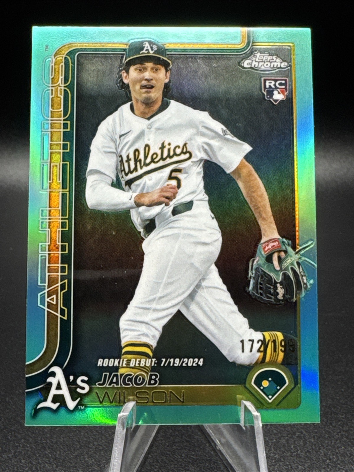 2025 Topps Chrome Update Jacob Wilson Rookie Debut /199 Aqua Refractor #USC150