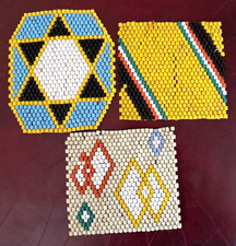 Glasperlen Untersetzer Walzenperlen Perlen DDR 1950/60er Jahre 617 g  3 St&uuml;ck