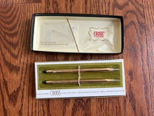 Vtg. Cross 12 KT. Gold Filled Set Ball Pen Pencil 6601 New in Box w/Pamphlet