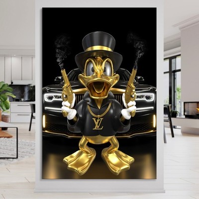 WANDBILD LUXUS DAGOBERT WAFFEN SCHWARZ-GOLD, ROLLS ROYCE AUTO LEINWAND, POSTER