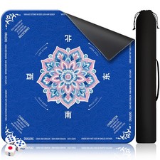 Mahjong Mat for Table 31.5"X31.5" Rubber American Mahjong Mat with Rules, Non