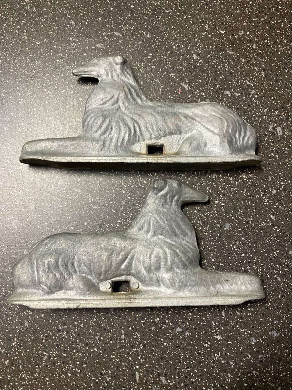 Vintage Fence Gate Toppers Greyhound Dogs Aluminum chainlink old antique topper