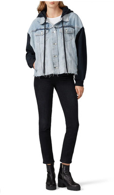 ALLSAINTS Milena Hooded Jacket in Indigo Blue Denim XS/S