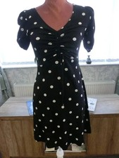 H&M Black and White Spotty Short Sleeve Dress Size S