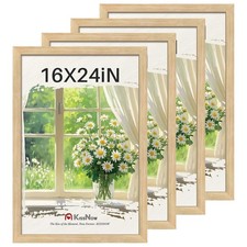 16x24 Poster Frame 4 Pack, Natural Oak Wood Picture Frame with Polished Plexi...