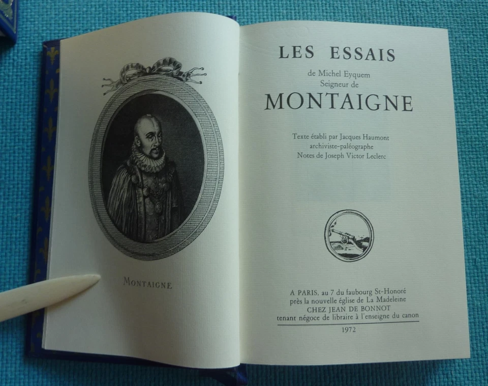 JEAN DE BONNOT "LES ESSAIS DE MONTAIGNE"  COMPLET 4 VOLUMES. TBE. 1972. - Photo 3/4