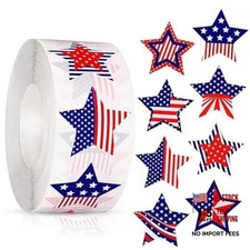 500 Pcs 1.5 Inch Patriotic Star Stickers Roll 8 Designs American 4th of July-4