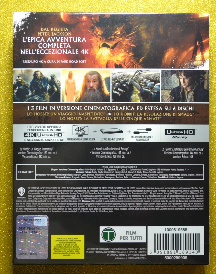 New EU IMPORT The Hobbit Trilogy 4K (Extended/Theatrical Edtions) - Image 3 of 4
