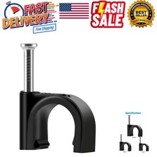 Durable 10mm Black Round Cable Clips with Stainless Steel for Indoor/Outdoor Use