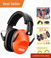 Adjustable Noise Reduction Headphones for Kids - 27.4 dB SNR, Orange Earmuffs