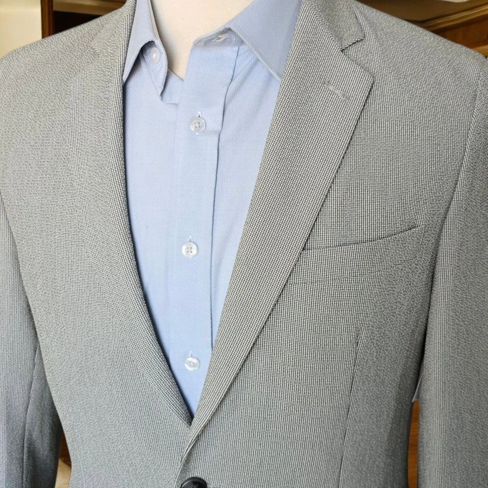 Nuevo Blazer Nordstrom Seersucker 40R Calce Ajustado Doble Ventilación Verde Gris Foto 3 de 4