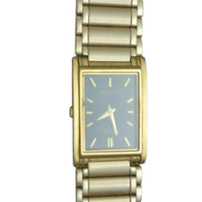Vintage Orient Rectangle Quartz Watch Gold Plated Black Dial QBCF-A0 CS Untested