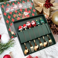 6pcs of Christmas Cutlery, Cutlery Flatware Set, Style D
