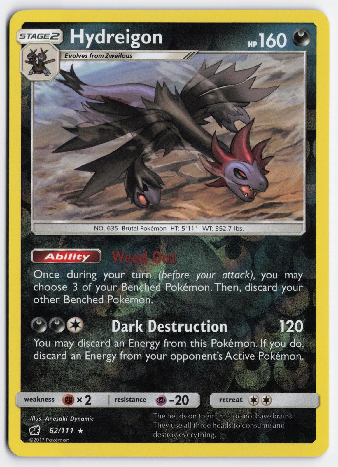 Hydreigon 62/111 Rare Crimson Invasion Pokemon Reverse Holo Lightly Played