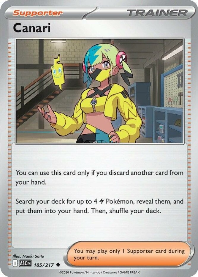 Canari - 185/217 - Uncommon - Reverse Holo - Ascended Heroes NM Reverse Holo