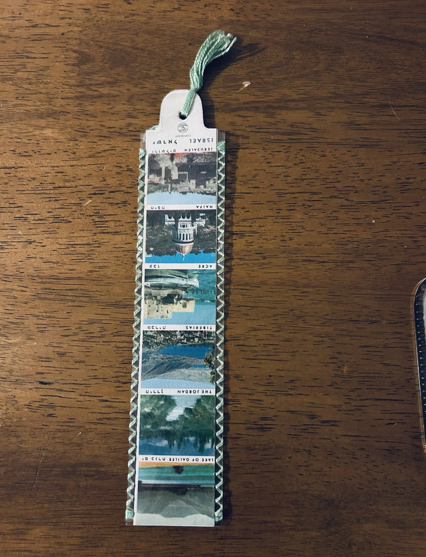 Vintage Bookmark w/ Tassel, Floral Pattern, Israel Travel Theme, Multicolor
