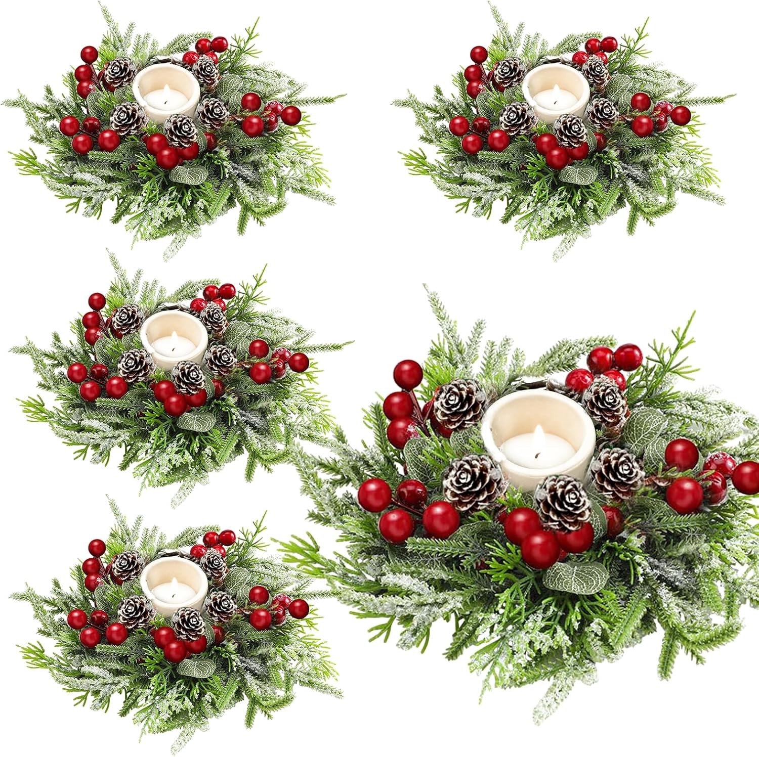 4pcs Christmas Candle Rings, 4.3 Inches Holder 