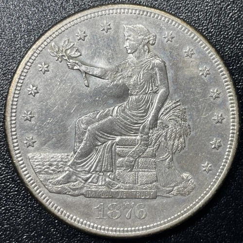 1876 S Trade Silver Dollar $1 High Grade AU Details Chopmarked