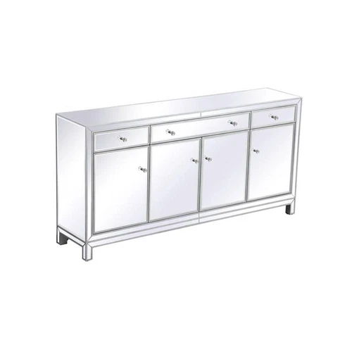 Elegant Decor Reflexion 72" Metal and MDF Mirrored Credenza in Antique Silver - Picture 4 of 8