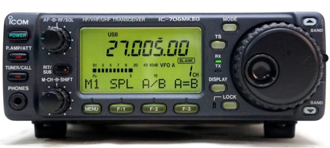 MARS MOD ICOM IC-706 MKIIG HF/VHF/UHF Transceiver 100W + Mic Good