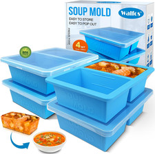 1-Cup Silicone Freezer Molds with Lid, 4 Packs Soup Freezer Ice Cube Tray for Fo