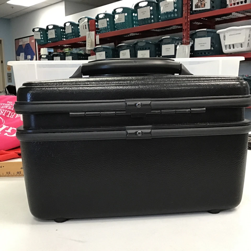 Vtg Samsonite Silhouette 5 Travel Train Case Beauty Carry On Luggage Black - Image 3 of 4