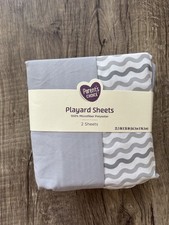 Parents Choice Playard Sheets Grey White Cotton Unisex Colors 2 Sheet Set
