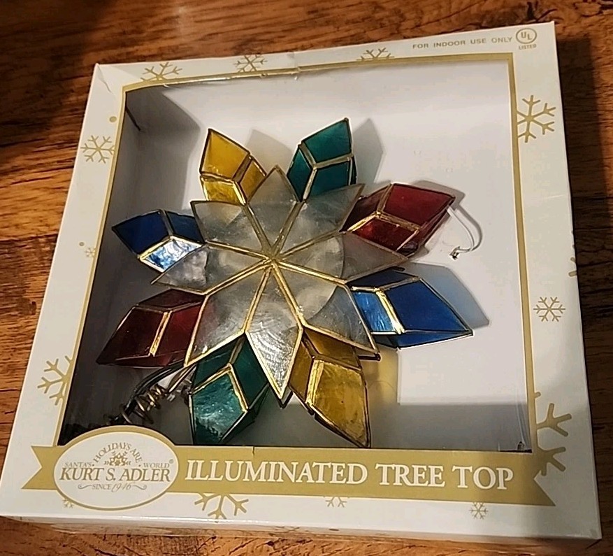 Kurt S. Adler 10-Light LED Capiz Glittered Bethlehem Star Tree Topper - Gold - 14 Inches in the