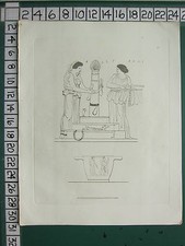 1864 ROMAN GREEK SCULPTURE CERAMICS PRINT ~ PLATE 38 ~ LADIES AT SHRINE MONUMENT