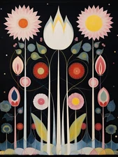 Botanical Abstract Floral Poster - Blooming Flower Wall Art - Framed & Unframed