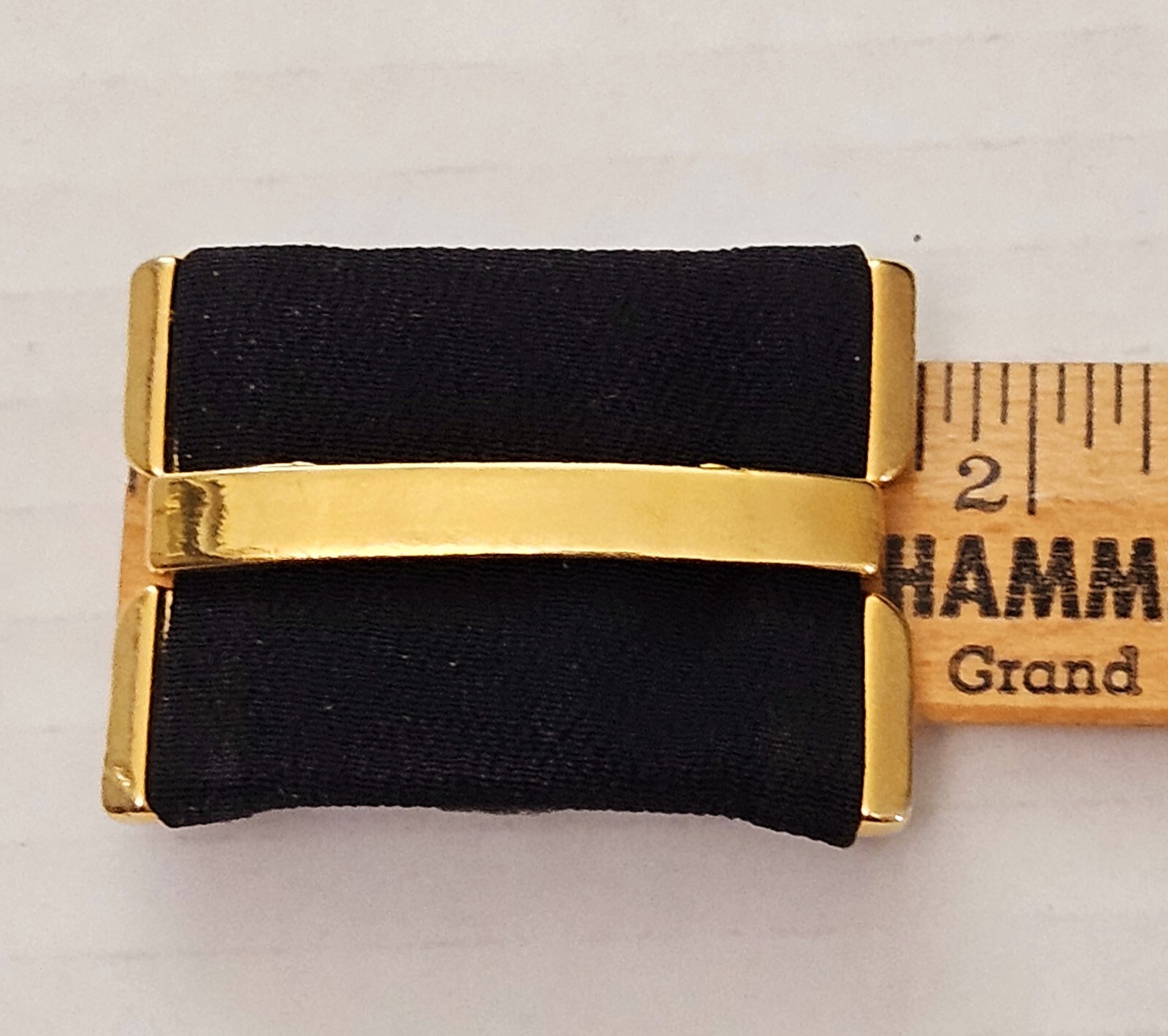 Vintage Pair Goldtone Metal Black Fabric  Shoe Clips Buckles 1.75 x 1.25 EUVC